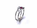 Silver Double Row Clear & Red CZ Ring