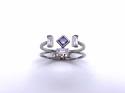 Silver Double Row Purple & White CZ Ring O
