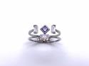 Silver Double Row Purple & White CZ Ring O