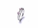 Silver Double Row Pink & White CZ Ring L