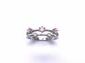 Silver Double Row Pink & White CZ Ring L