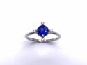 Silver Dark Blue CZ Fancy Solitaire Ring K