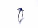 Silver Dark Blue CZ Fancy Solitaire Ring K