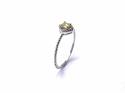 Silver Yellow CZ Solitaire Rope Effect Ring I