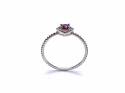 Silver Red CZ Solitaire Rope Effect Ring J