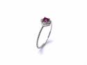 Silver Red CZ Solitaire Rope Effect Ring J