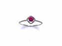 Silver Red CZ Solitaire Rope Effect Ring J