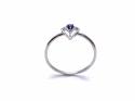 Silver Dark Blue CZ Solitaire Kite Design Ring L