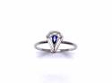 Silver Dark Blue CZ Solitaire Kite Design Ring L