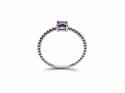 Silver Purple CZ Square Cut Solitaire Ring O