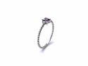 Silver Purple CZ Square Cut Solitaire Ring O