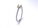 Silver Yellow CZ Square Cut Solitaire Ring Size I