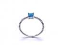 Silver Light Blue CZ Square Cut Solitaire Ring L