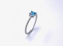 Silver Light Blue CZ Square Cut Solitaire Ring L