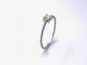 Silver Light Green Square CZ Solitaire Ring