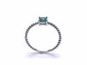 Silver Dark Green CZ Square Cut Solitaire Ring U