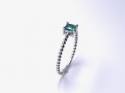 Silver Dark Green CZ Square Cut Solitaire Ring U