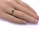 Silver Dark Green Square CZ Solitaire Ring