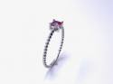 Silver Red Square CZ Solitaire Ring