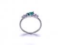 Silver Dark Green Lilac & Clear CZ Fancy Ring