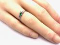 Silver Dark Green Lilac & Clear CZ Fancy Ring