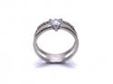 Silver Double Row CZ Solitaire Ring N