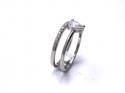 Silver Double Row CZ Solitaire Ring N