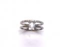 Silver Double Row CZ Solitaire Ring N