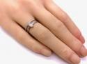 Silver Double Row CZ Solitaire Ring N