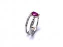 Silver Double Row Red CZ Solitaire Ring M