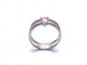 Silver Double Row Pink CZ Solitaire Ring M
