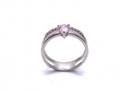 Silver Double Row Pink CZ Solitaire Ring Q