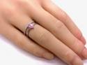 Silver Double Row Pink CZ Solitaire Ring Q