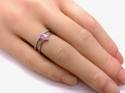 Silver Pink Pear & Clear CZ Double Row Ring