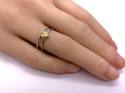 Silver Double Row Yellow CZ Solitaire Ring R