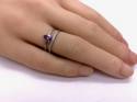 Silver Double Row Purple CZ Solitaire Ring M