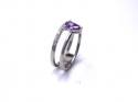 Silver Double Row Purple CZ Solitaire Ring M