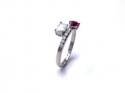 Silver Red & White CZ Torque Style Ring O