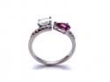 Silver Red & White CZ Torque Style Ring O