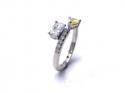 Silver Yellow & White CZ Torque Style Ring K