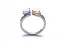 Silver Yellow & White CZ Torque Style Ring O