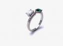 Silver Dark Green & White CZ Torque Style Ring N