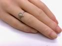 Silver Light Green CZ Kite Design Ring Q