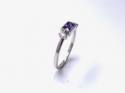 Silver Purple & White CZ Three Stone Ring L