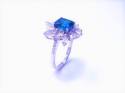 Silver Blue CZ Cluster Ring L