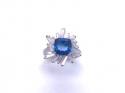 Silver Blue CZ Cluster Ring L