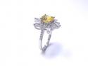 Silver Yellow & Clear CZ Cluster Ring