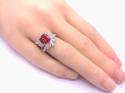 Silver Pale Red & Clear CZ Cluster Ring