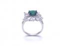 Silver Dark Green & Clear CZ Cluster Ring