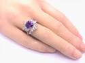 Silver Purple & Clear CZ Cluster Ring